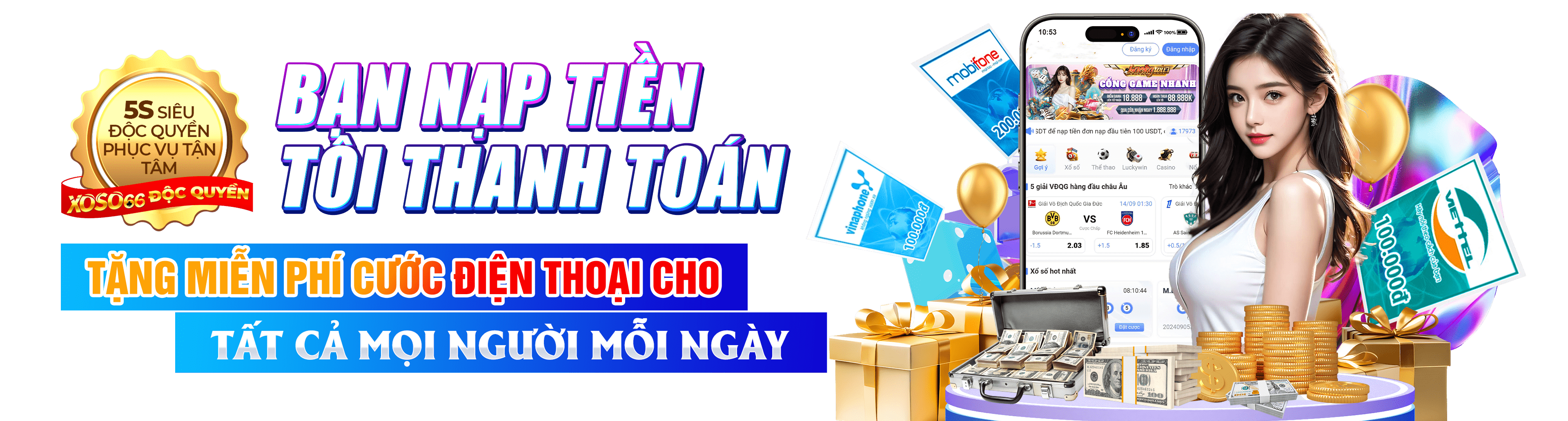 Hình ảnh quảng cáo của wunwin hiển thị nền tảng và các lợi ích